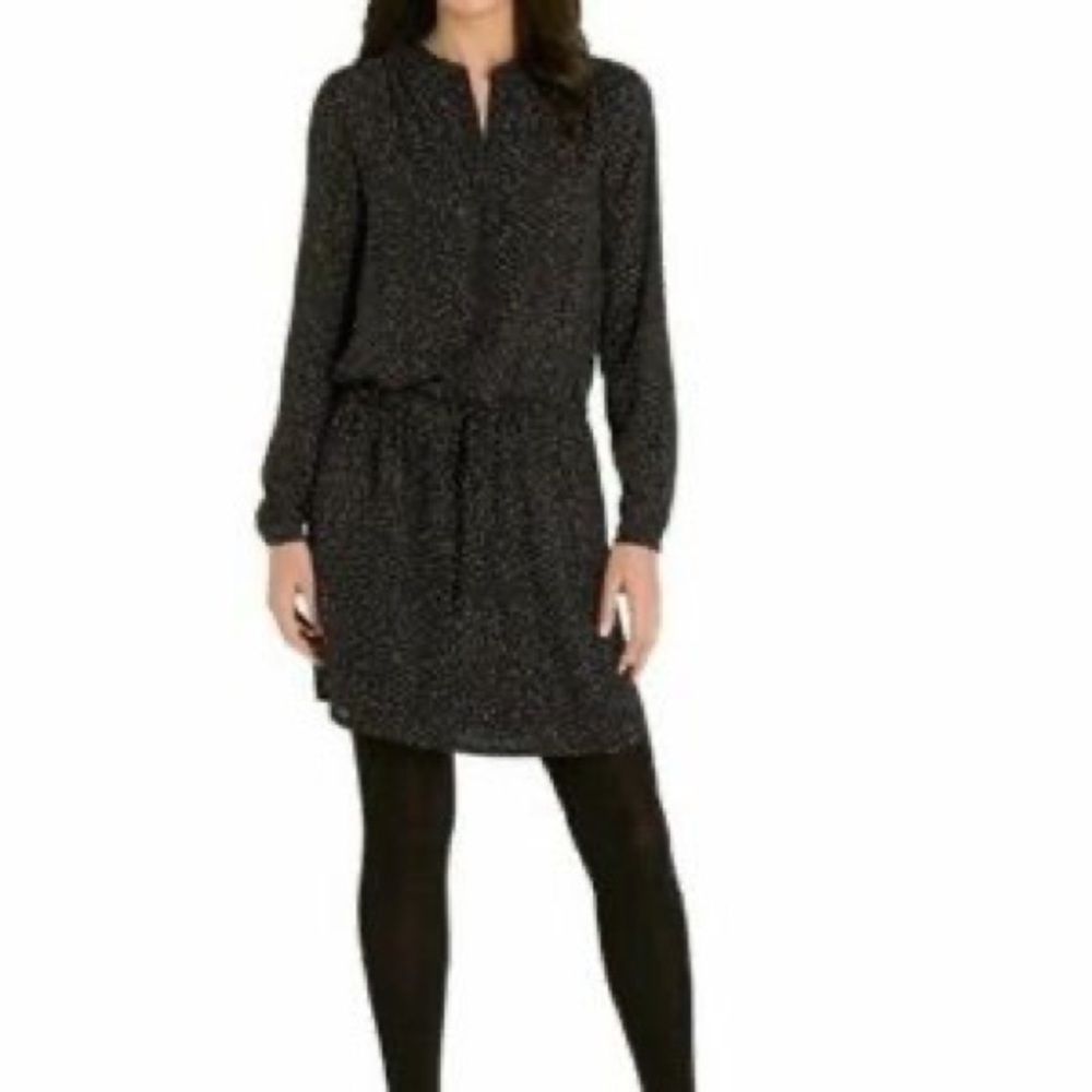 Long Sleeve Black and White Dress - M